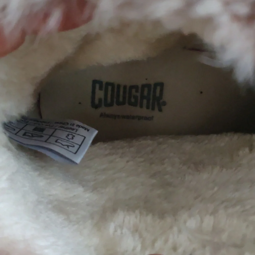 Cougar Penelope waterproof Suede & Rabbit Fur-Trim Wedge Mushroom Booties sz 9 - Picture 10 of 12